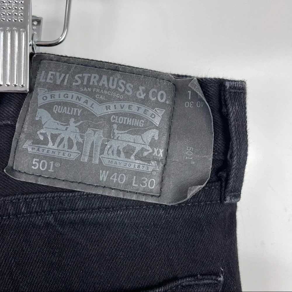 Levi's Black Classic 501 Straight Leg Button Fly Jeans Size 40x30